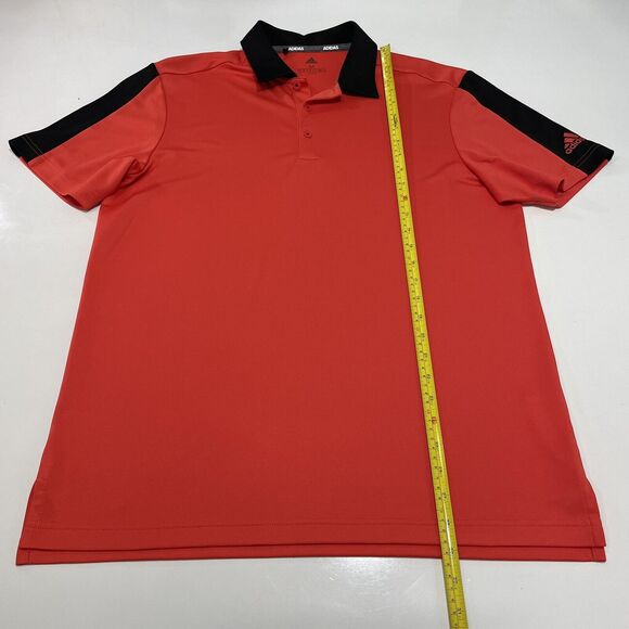 Adidas Men’s Athletic Polo Shirt Red Black Climalite Performance Stretch Golf M - Picture 4 of 7